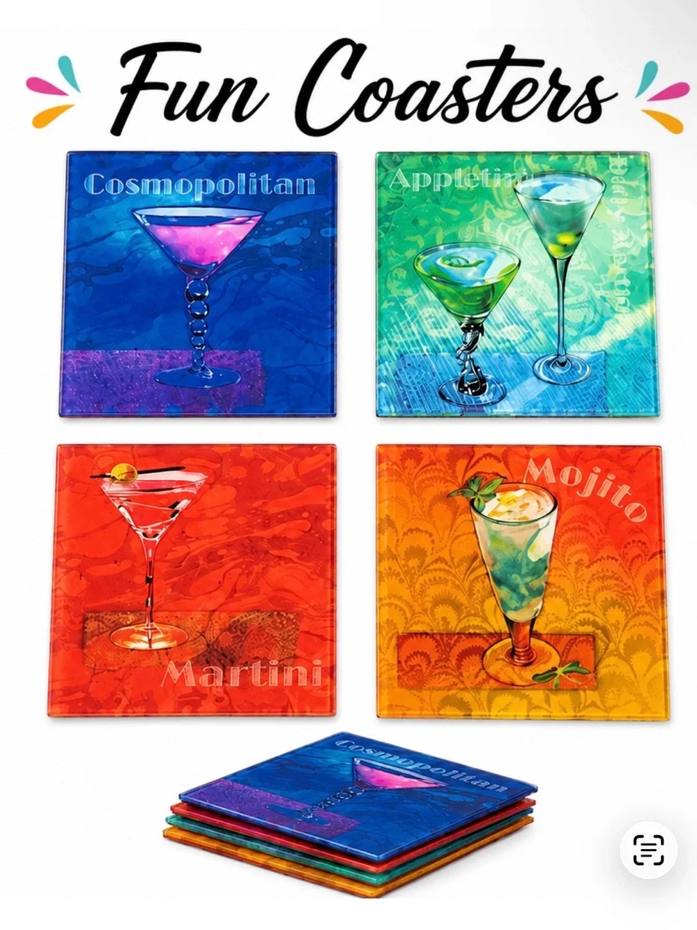 Pier 1 Coaster Set - Blue, Green, Red, Orange